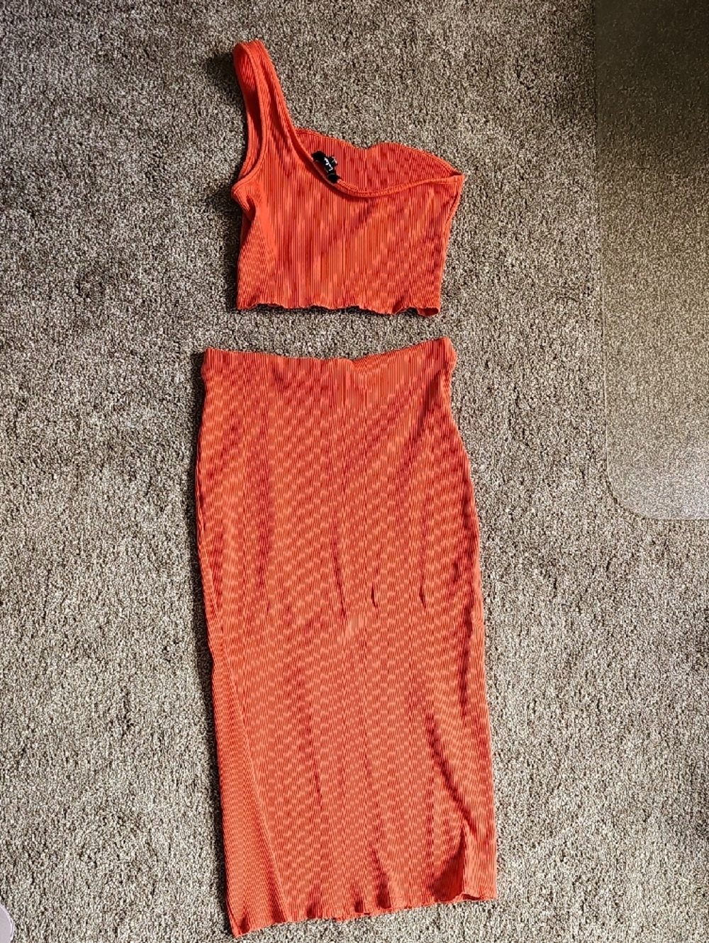 Lulu's Bright Orange Ribbed Set - Picture 3 of 3